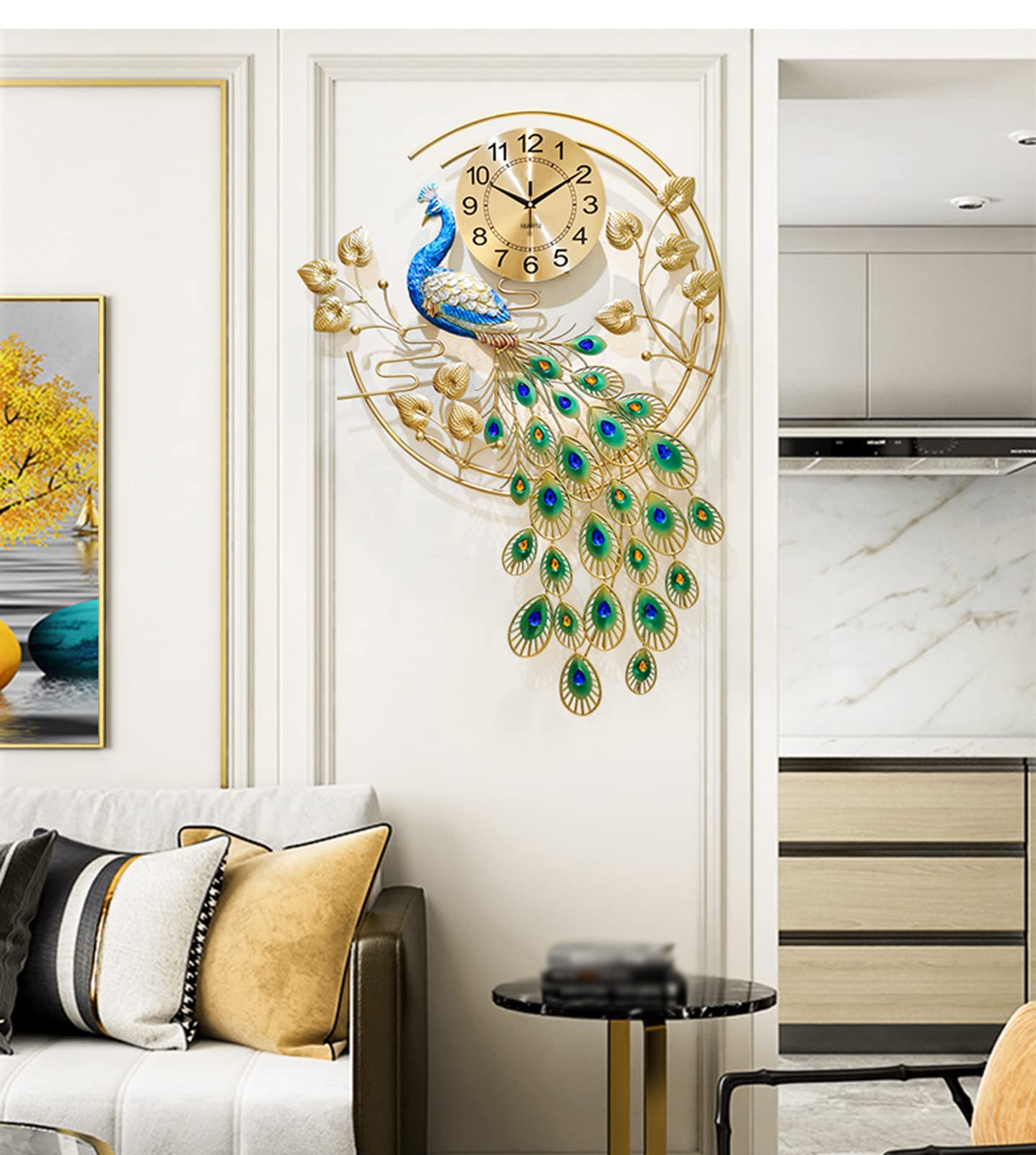 MYUYEE Large for Living Room 83 x 55 cm Silent Movement Bedroom Ative Clock