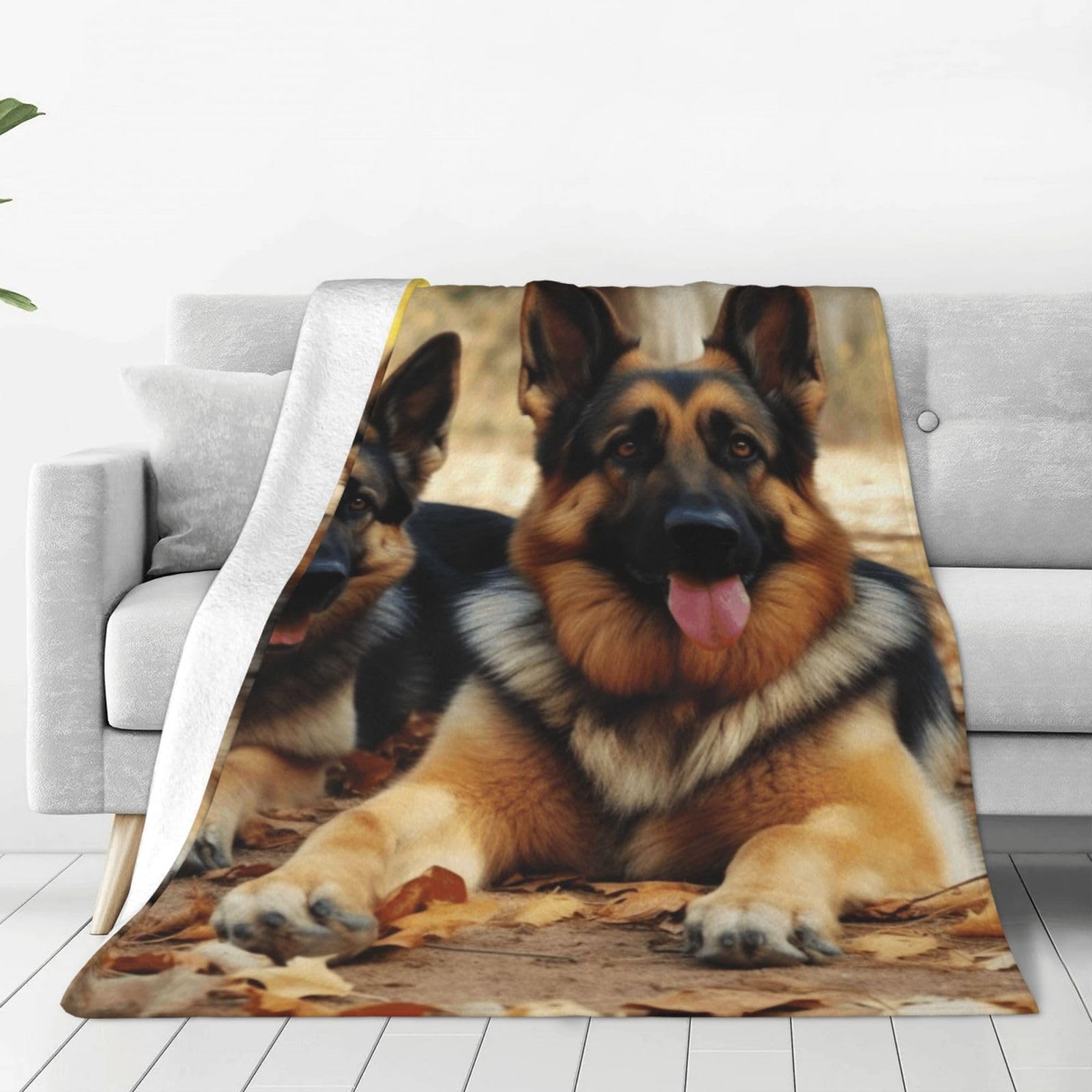 KLOPH German Shepherd Dog Throw Blanket 40"x30" Flannel Fluffy Warm Blanket for Couch, Reversible Plush Blankets for Bed, Comfy Fuzzy Blanket for Sofa, Plush Lightweight-Blankets for All Season