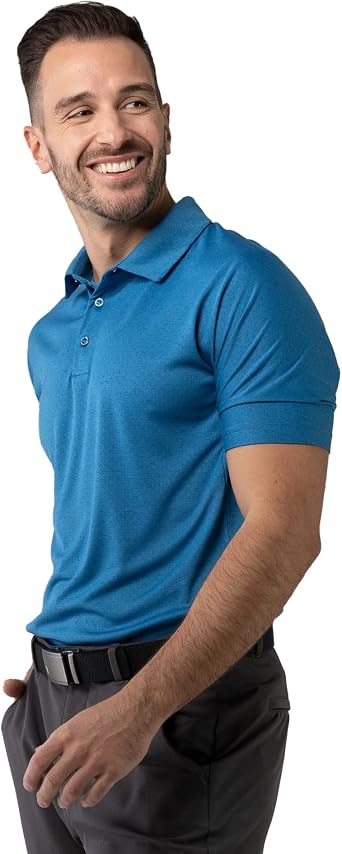 Levelwear Mens Reserve Short Sleeve Quick Dry Golf Polo Shirt High-Low Hem with Side Slits
