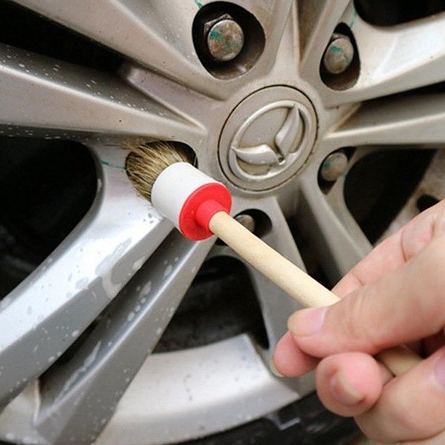 6 Brosses En Bois Et 6 Anneaux De Rangement En Fil Métallique, Brosses Rondes, Brosses De Nettoyage De Voiture, Pinceaux De Peinture De Meubles, Brosses De Détail, Appareils Électroménagers.