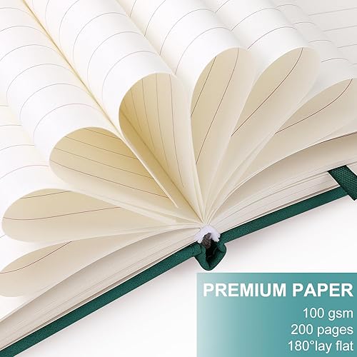 Miniatura 4 de Mousbull Cuaderno de cuero A5 con bolígrafo, diario de tapa dura de 200 páginas con bolsillo, diario de papel forrado grueso de 3.53 ozm para