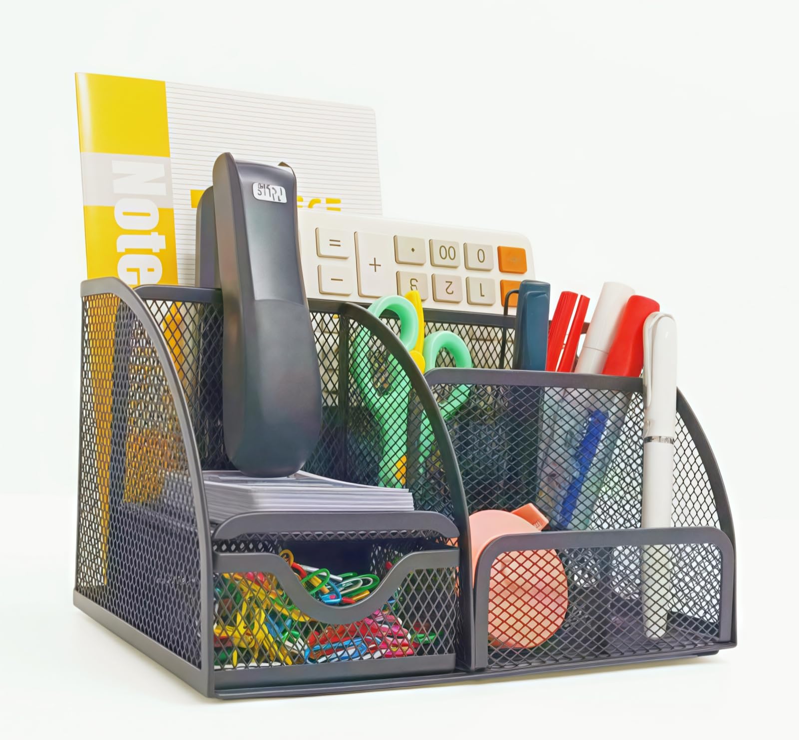 Schreibtisch Organizer,Bleistifthalter auf dem Schreibtisch, Stifte organizer schwarz, 7 Stifte organizer mit schubladen,Stiftehalter Metallgewebe,ZF1016 Büro organizer