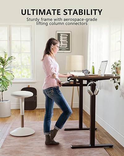Miniatura 3 de Cubiker Escritorio eléctrico de pie, 63 x 24 pulgadas de altura ajustable con bandeja para teclado, estación de trabajo ergonómica para oficina en