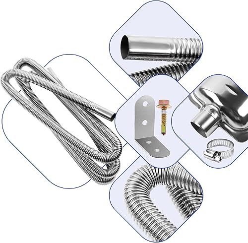 Miniatura 4 de DTNESS Tubo de escape de calentador diésel de 78.7 in con silenciador y abrazaderas, manguera de generador de calentador de aire de estacionamiento