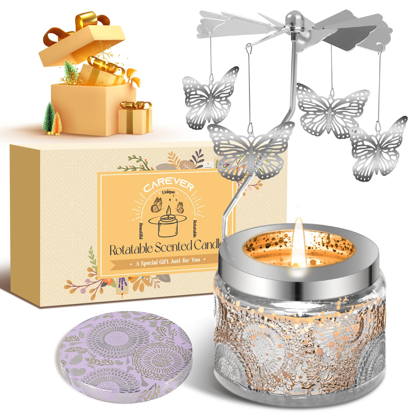 Birthday Gifts for Women Butterfly Candles - Rotatable Candle Unique Gift Ideas for Mom Her Sister Femal Friends Girlfriend Daughter On AnniversaryClimatePartner certified