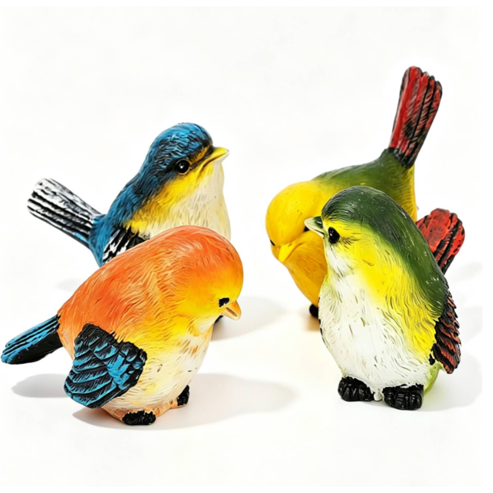 Herchr [Mix] Of Brown, Orange, And Pink 4Pcs Resin Birds, Garden Outdoor Ornaments Decor Statue Animal Figurine Lawn Garden Courtyard Ornaments For Indoor Or Outdoor