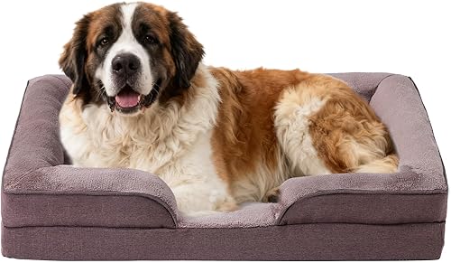 Miniatura 13 de Makigued Cama ortopédica para perros medianos, sofá de espuma para mascotas con forro impermeable, funda extraíble lavable, parte inferior Marrón