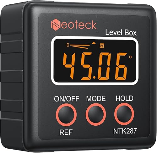 Neoteck Digital Angle Finder with LCD Backlight IP54 Waterproof Angle Gauge | Magnetic Inclinometer Level Box for Bevel Angle of Miter Saw Automobile Test and Repair Construction Woodworking - Black
