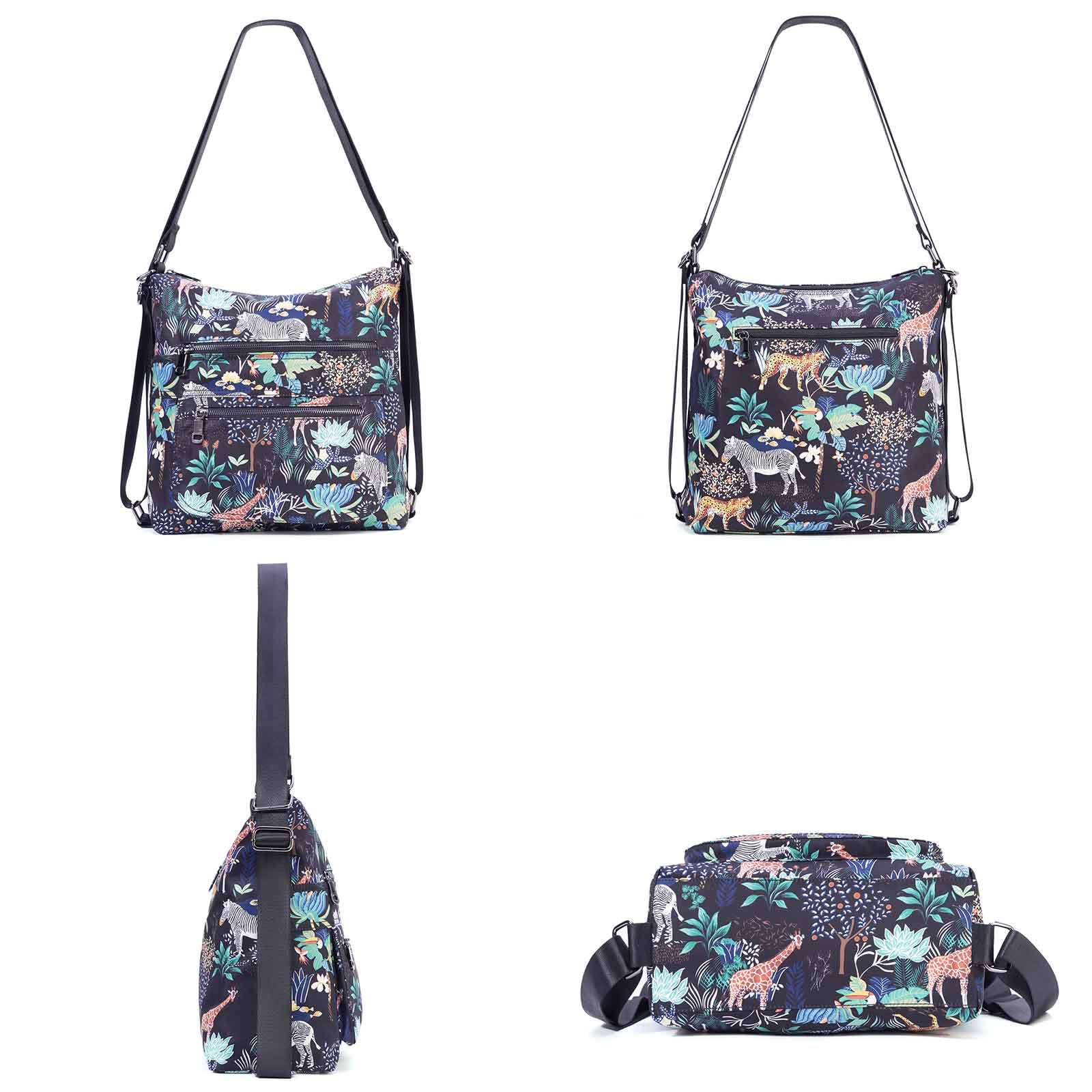 KUAJING Multiple Compartments Large Satchel Handbags Waterproof Nylon Crossbody Bags for Women Adjustable Strap Tote for Ladies(Multicoloured-7)