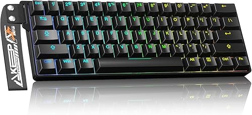 DAREU EK60 HE Clavier Magnétiques Gaming, Précision RT de 0,01 mm Rapid Trigger, 60% QWERTY Clavier Gamer Filaire 8000Hz Polling Rate, RGB, avec Strap Décoratif Amovible, pour PC/Mac(Noir)