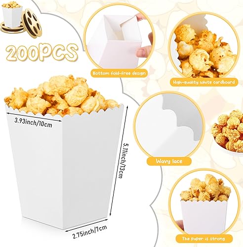 Miniatura 2 de Kosiz 200 cajas de palomitas de maíz para fiestas, cubos de papel para palomitas de maíz, recipientes a granel, tazones de palomitas de maíz, tazas