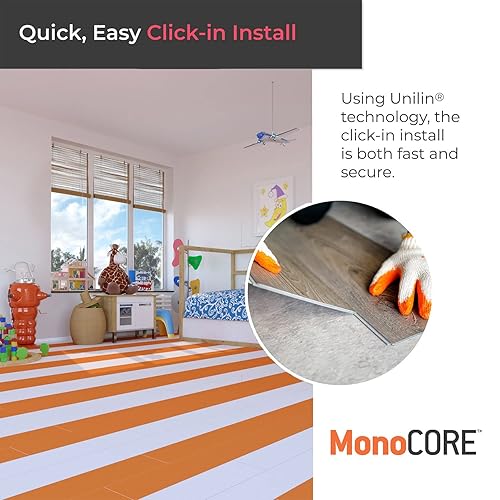 Miniatura 4 de Lucida Surfaces Azulejos de vinilo de lujo  Suelo entrelazado para instalación de bricolaje  Tablones de aspecto de color sólido  Granada  MonoCore