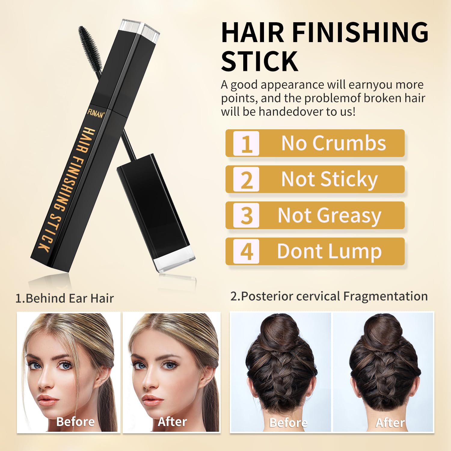 Hair Finishing Stick 2 pack, Hair Finishing for Flyaway Hair Stray hair smoothed and put in place, No harm to hair - Image 3