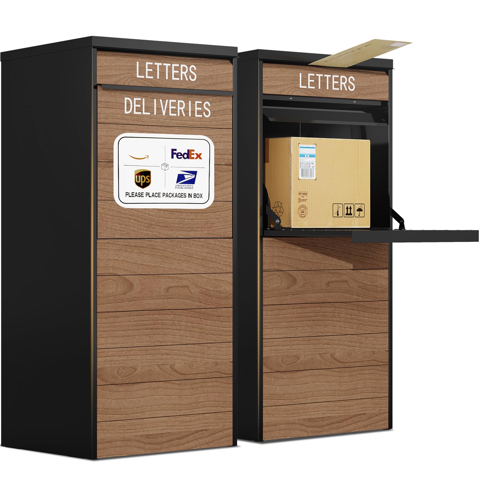 【No Assembly】Package Delivery Box for Outside, Large Metal Parcel Drop Box