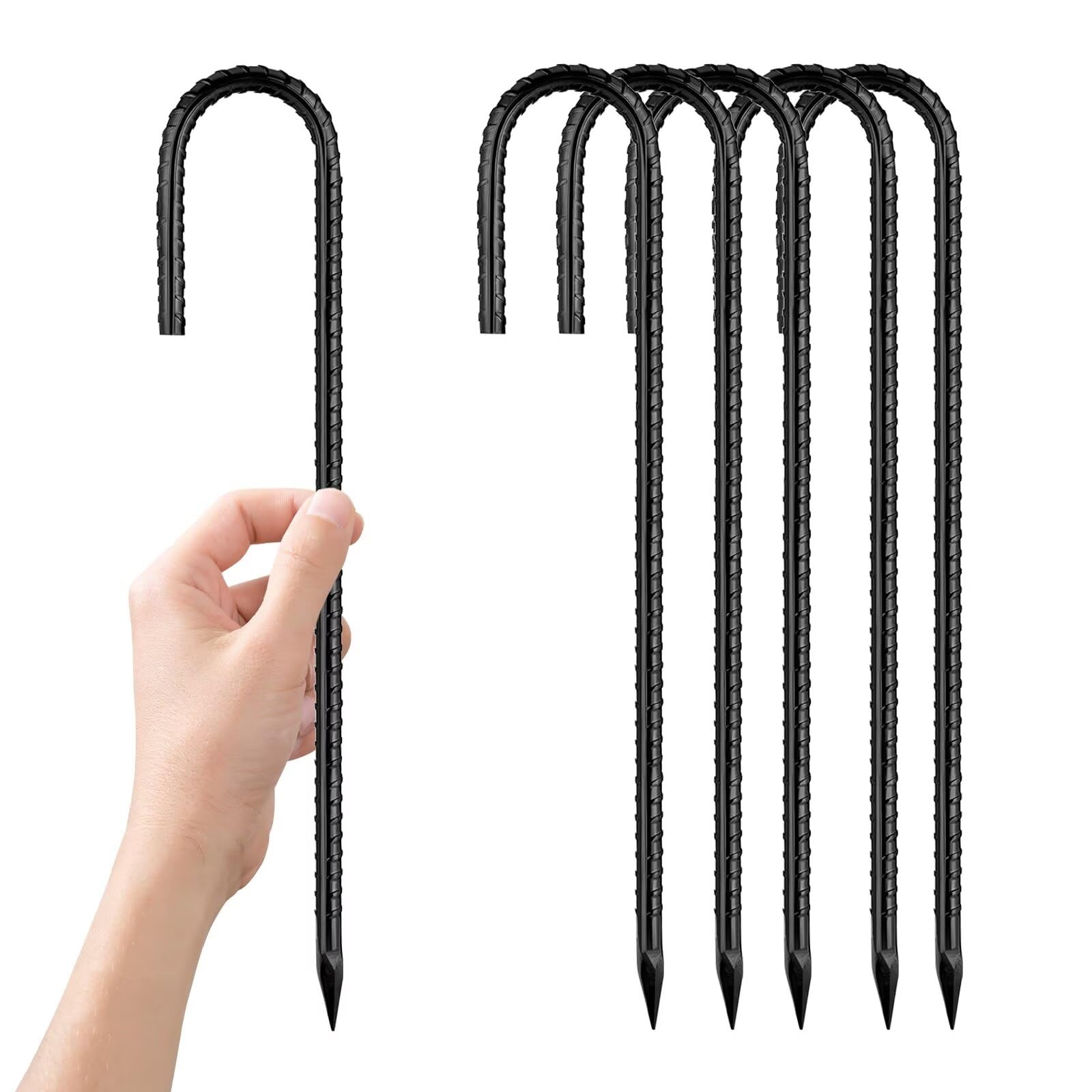 Lot De 15 Piquets D'ancrage Sol Pour Tente – Acier Galvanisé, Forme En U Vert