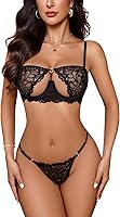 Avidlove Sexy Lace Underwire Push Up Bra & Panty Set for Women - Demi Half Cup Lingerie 2 Piece