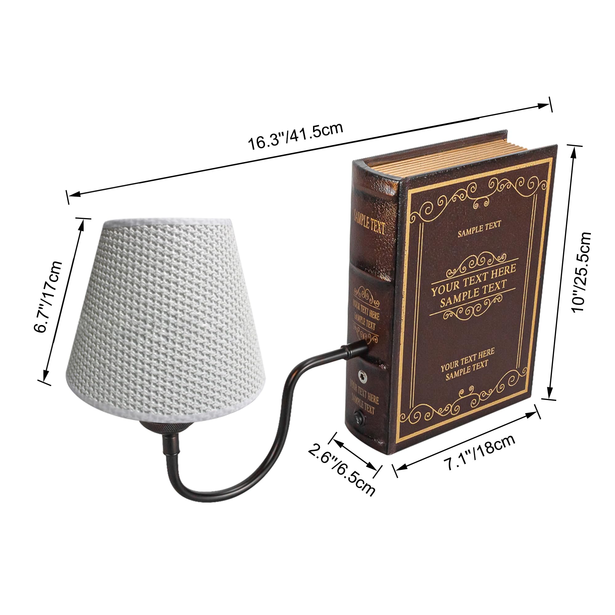 LED Buchlampe mit Fernbedienung, Vintage Dimmbar Nachttischlampe mit Stoffschirm 1xE27-Fassung, Wiederaufladbare Tischlampe Zeitschaltuhr für Nachttisch Beistelltisch DZ0322-WH