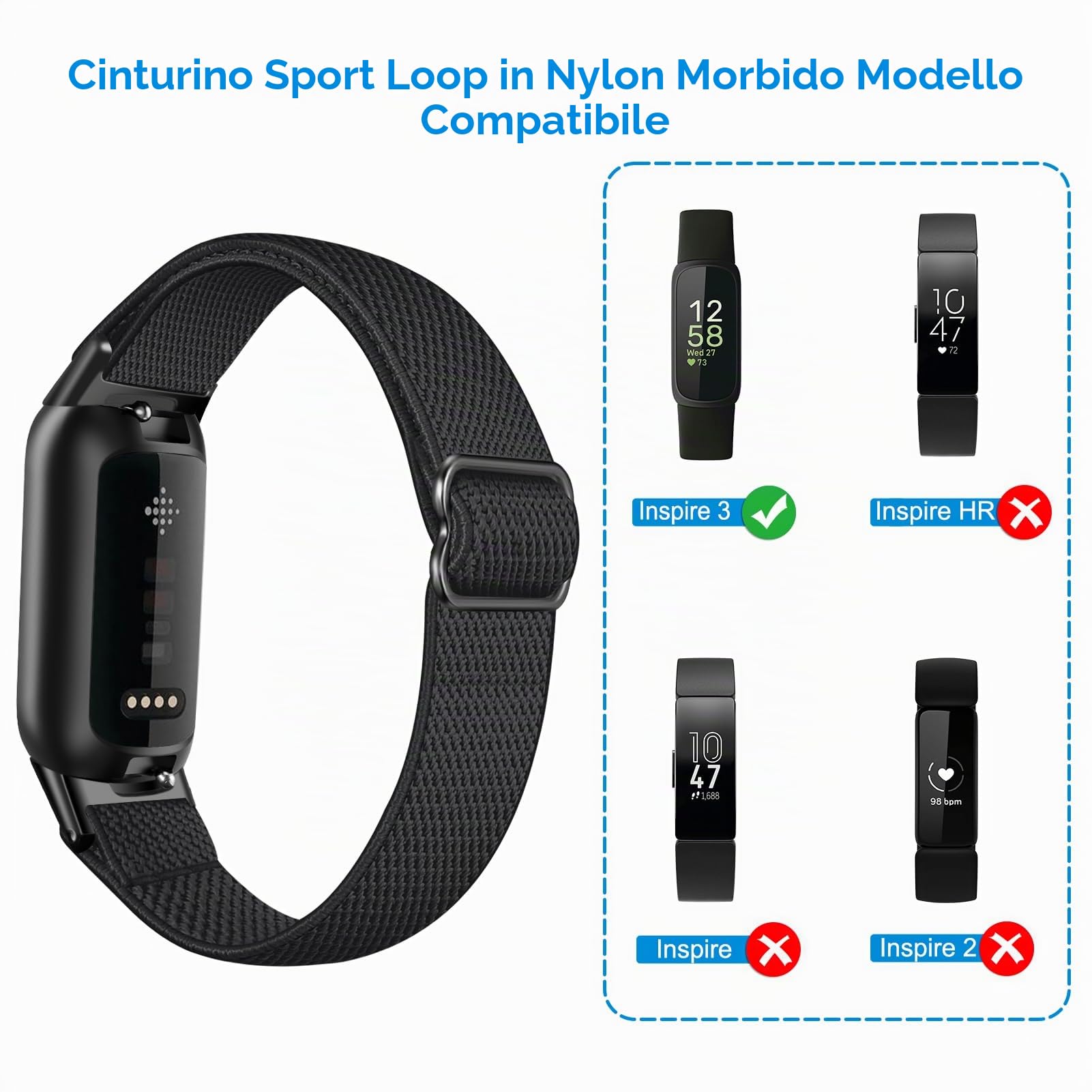 FINTIE Cinturino Compatibile con Fitbit Inspire 3, Regolabile Sport Elastico Band