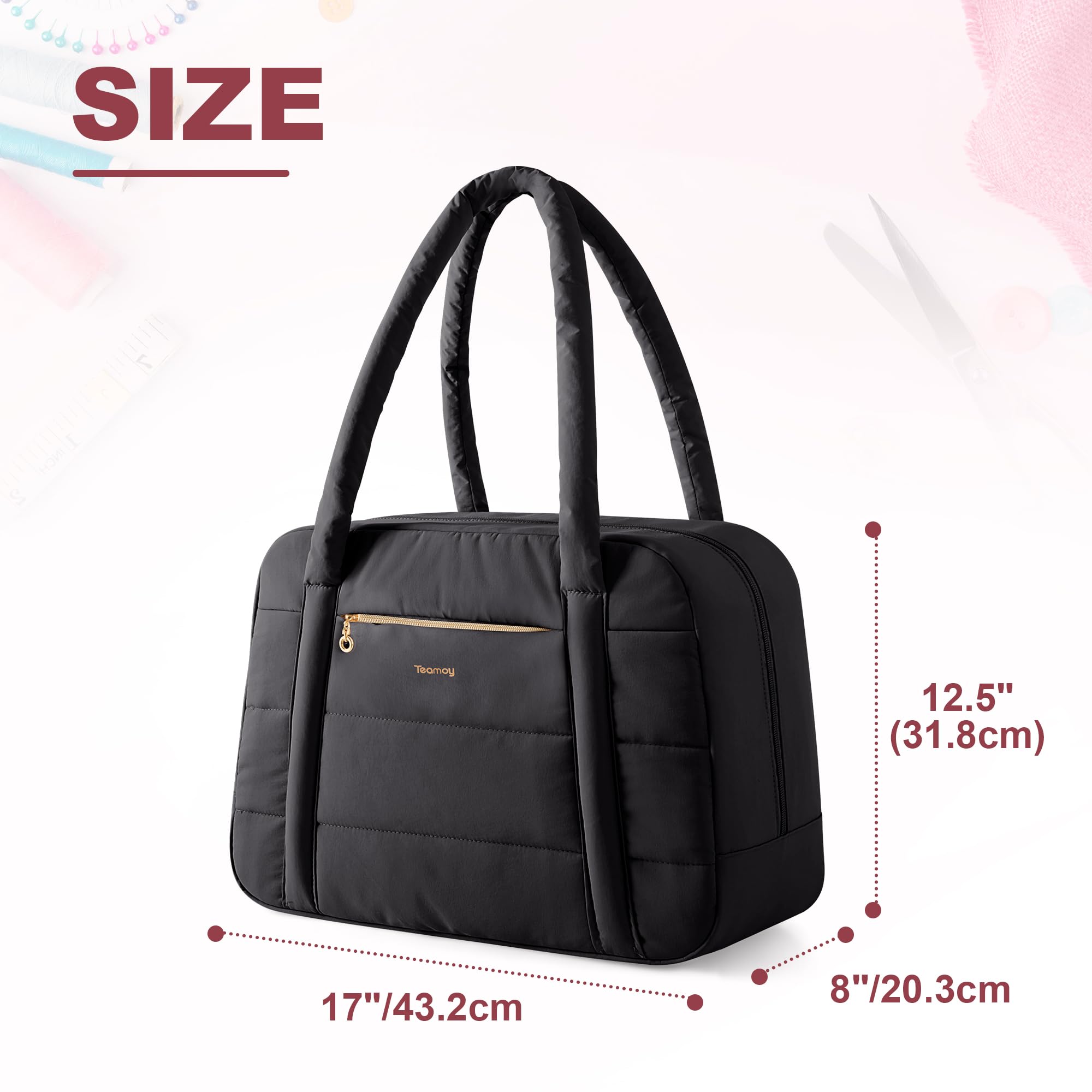 Teamoy Tasche für Nähmaschine, Nähmaschinentasche mit Mehreren Fächern und Trolley-Hülle für die Meisten Gängigen Haushaltsnähmaschinen und Nähmaschine Zubehör, Schwarz