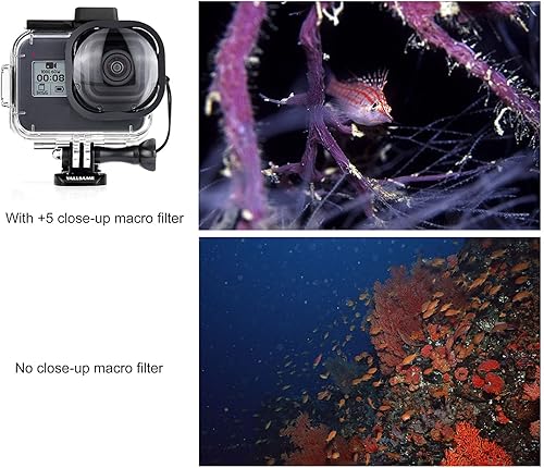 Miniatura 6 de Funda impermeable con filtros de buceo para GoPro Hero 8 Negro 196 pies196.9 ft Funda protectora subacuática Divie Accesorios Kit para GoPro 8