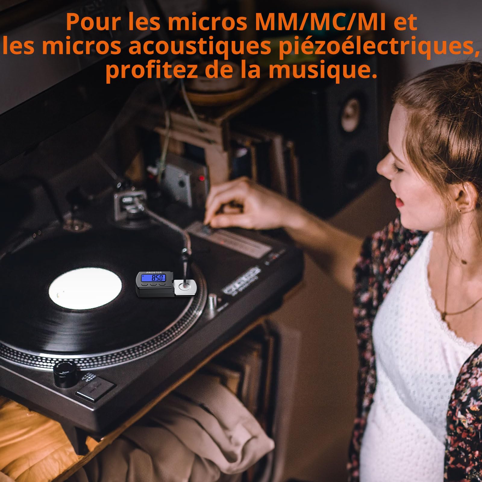 Proster Balance Numérique de Cellule Platine Vinyle – Jauge de Force du Bras de Lecture 0.01g Haute Précision avec Écran LCD Rétroéclairé – Accessoire Audiophile Portable