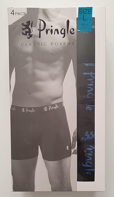 Pringle Classic Boxer Shorts with Lycra 4 Pack (Large 36 -38 inches)- Black