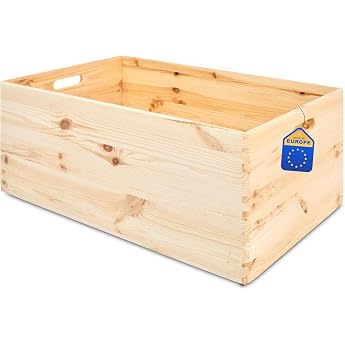 Pinus Wooden Storage Box without Lid 60 x 40 x 23.5 cm | Pine wood, open construction, craft decoration gift, books textiles 