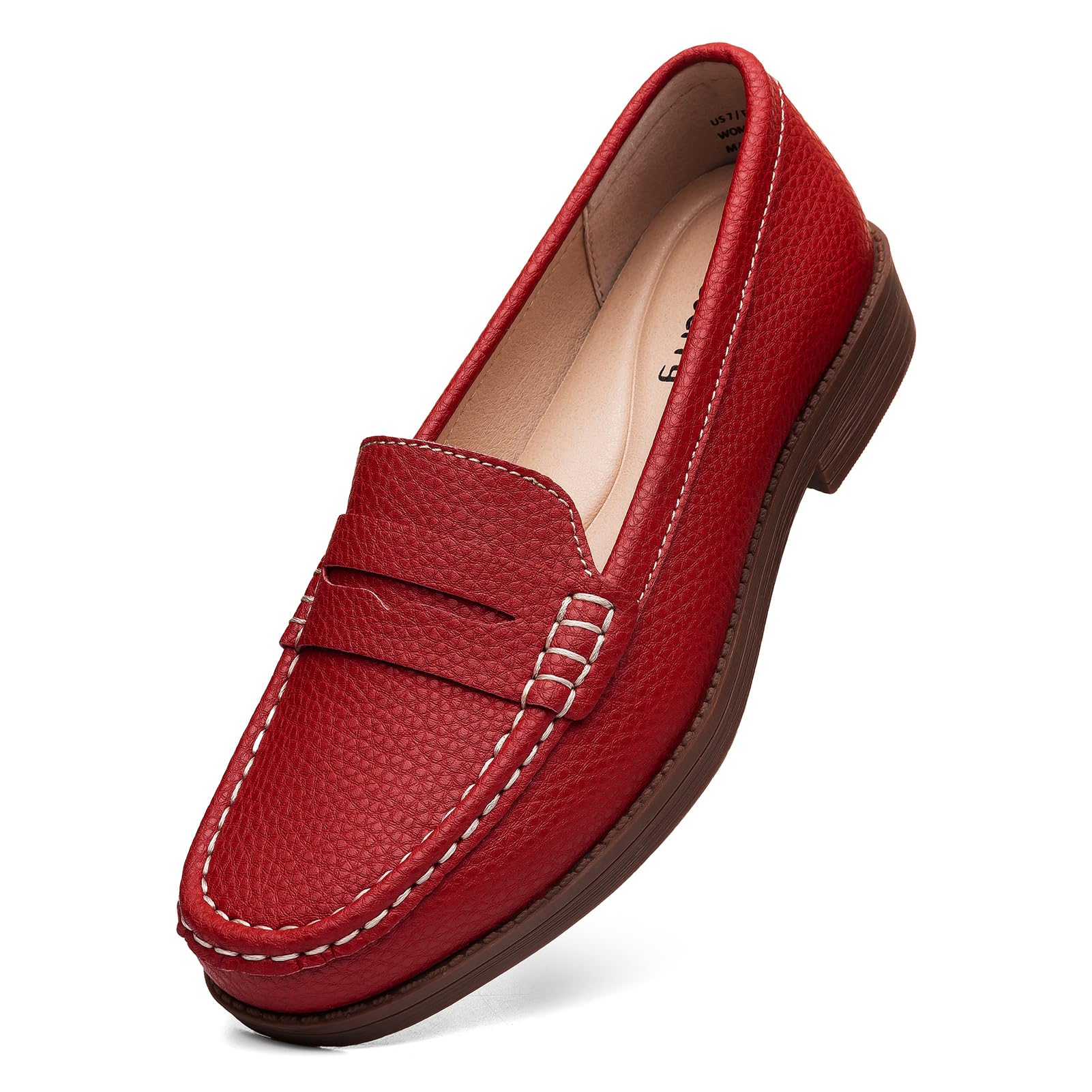 Women's Comfortable Leather Penny Loafers Slip On Business Casual Dress Shoes Lightweight Office Work Flats Everyday Walking Shoes for Women — view 19