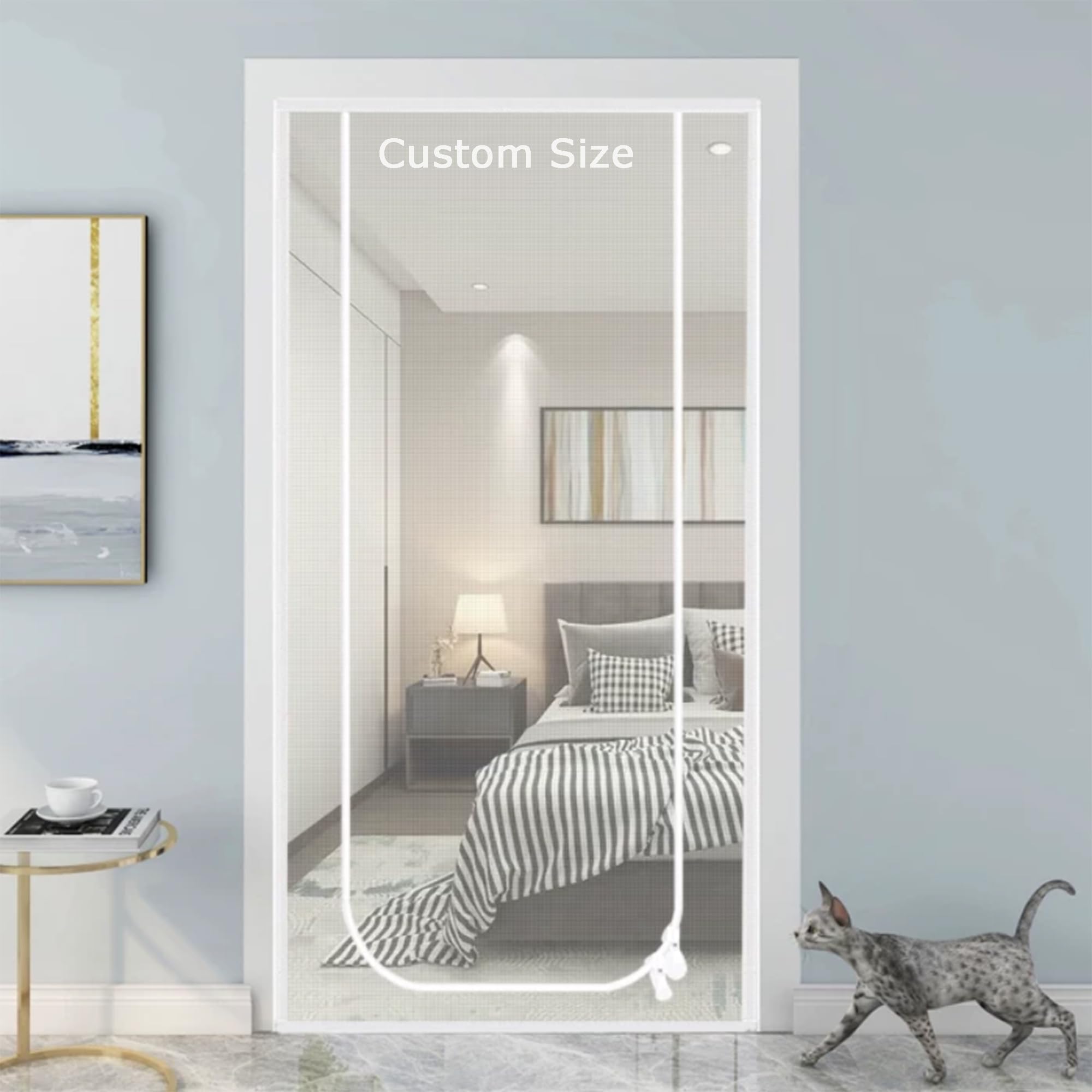 Zanzariera per porta per gatti di dimensioni personalizzate, rinforzata, resistente agli animali domestici, zanzariera con doppia cerniera, impedisce che cani e gatti escano da casa (larghezza x