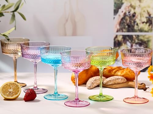 Miniatura 6 de Physkoa Copas cupé para cóctel, martini, juego de 6 vasos Manhattan para cócteles (verde)