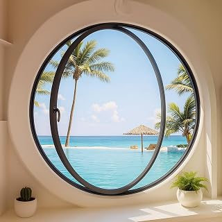 15.7-Inch Round Window in Black Aluminum
