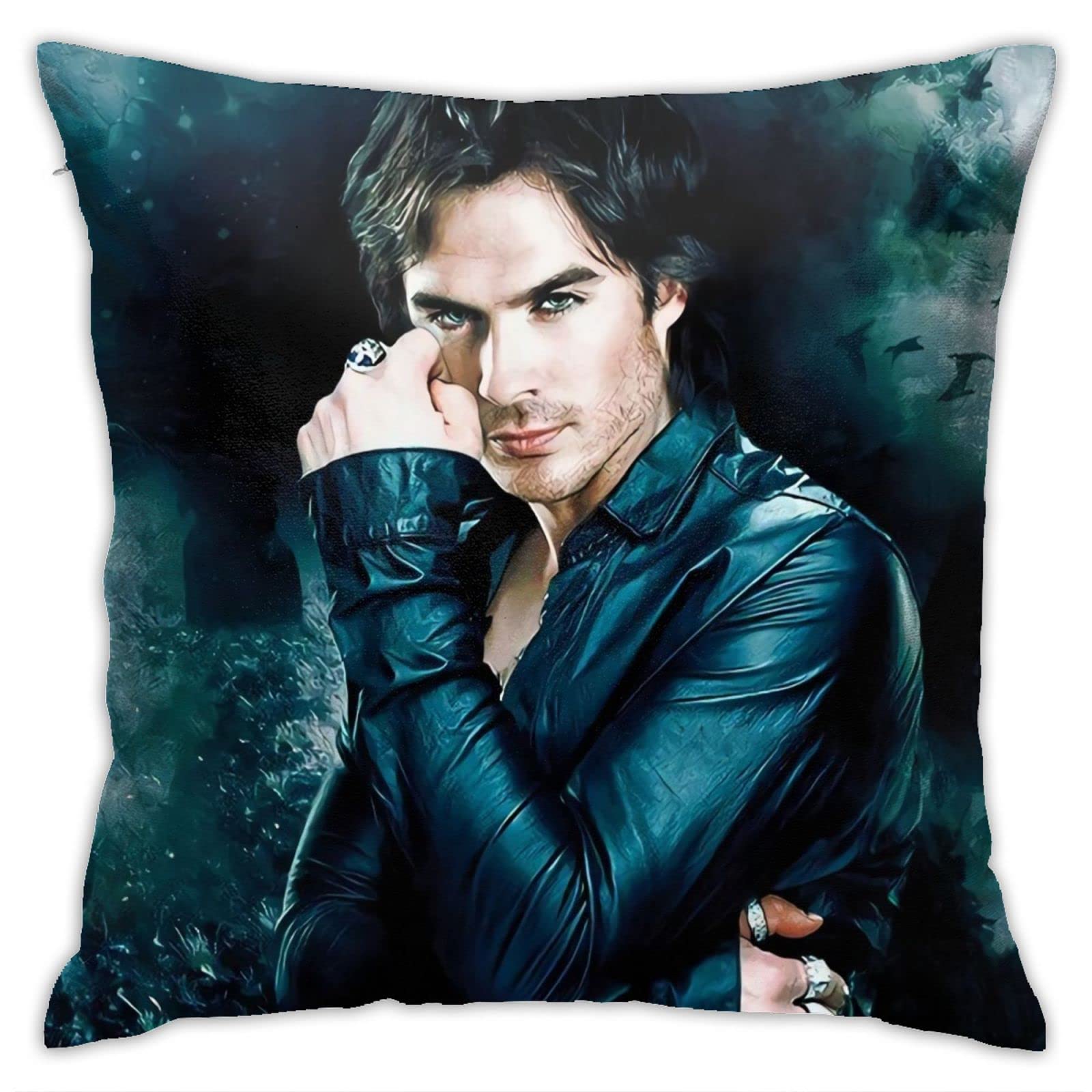 Djngn As Pic Damon Throw Pillow Case Salvatore Square Pillow Cover Cushion Cover For Sofa Couch Bedroom Livingroom Office Home Car Decor 18 X 18 Inch