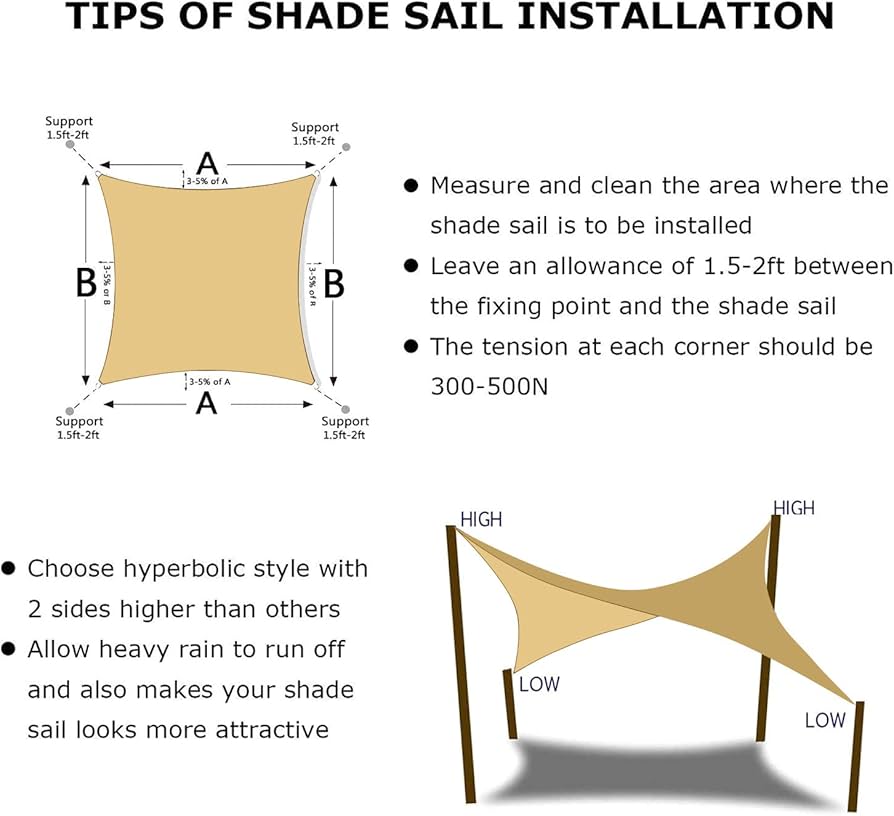 Amazon.com : KANAGAWA Sun Shade Sail 16'x16' Sand Rectangle UV