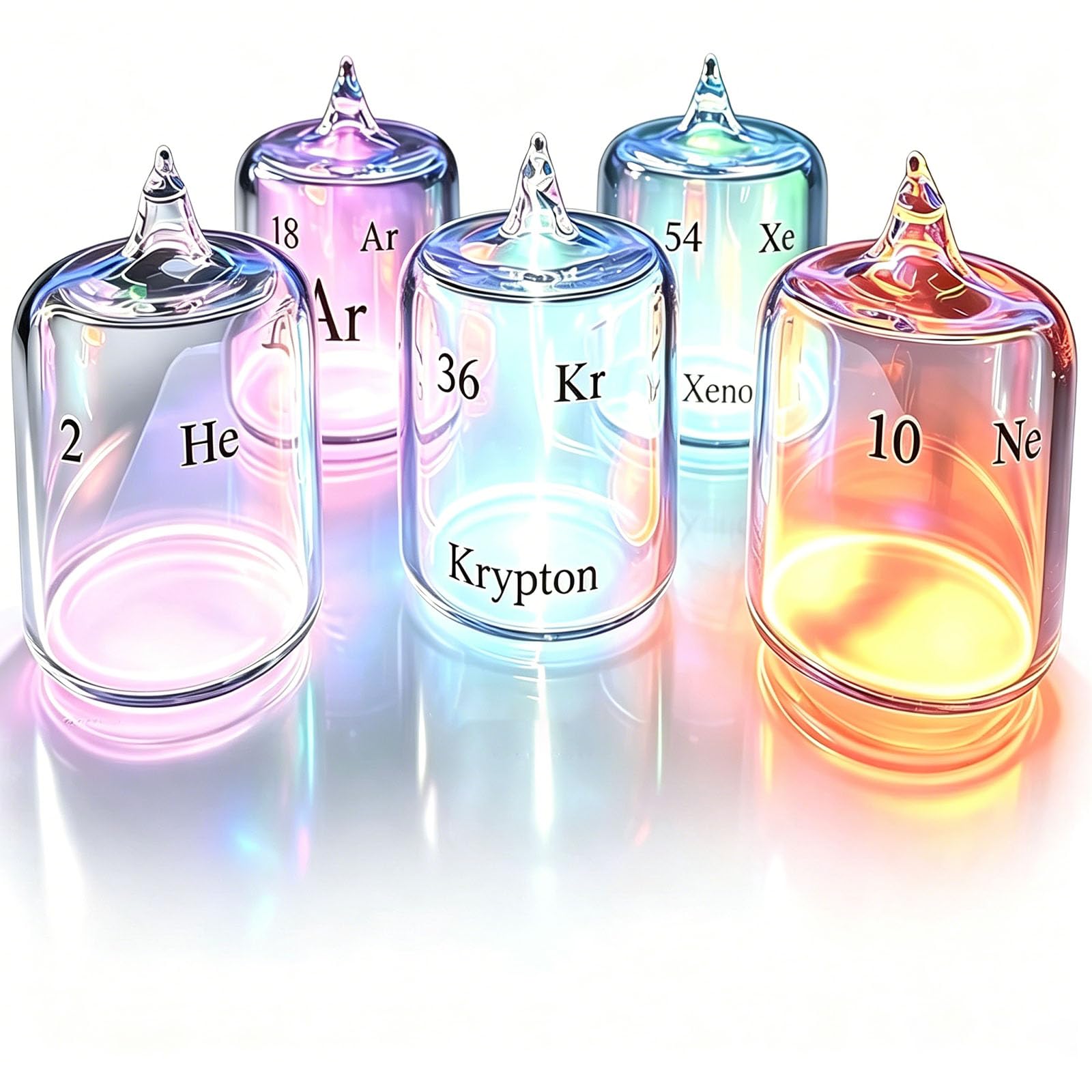 IMOYBBR Noble Gas Plasma Tube Set, Element Spectrum Tube Set, Five Gas Display Collection With Argon Helium Neon Krypton Xenon Acrylic Cubes For Physics Chemistry Laboratory Display