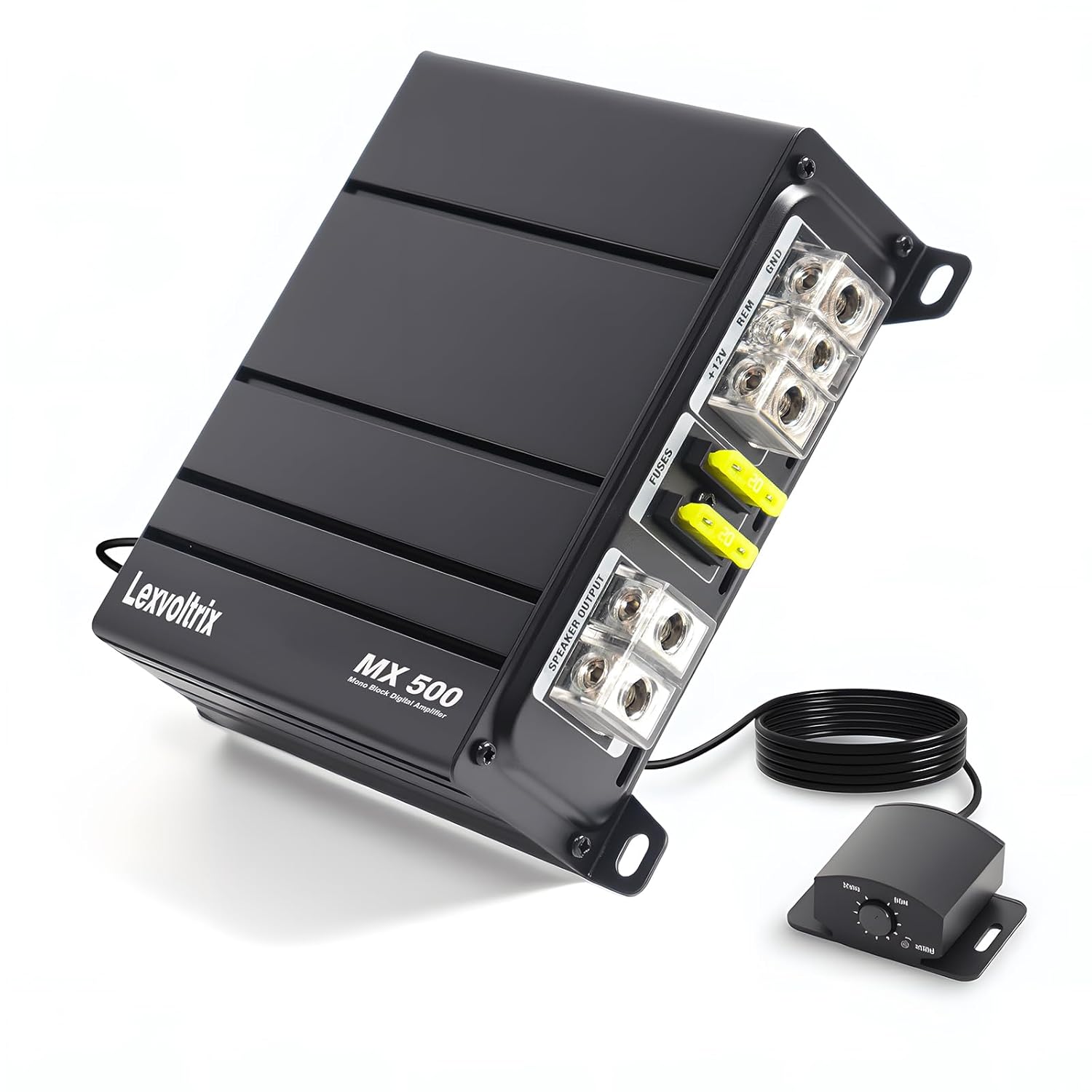 500W RMS Class D Monoblock Subwoofer Amplifier, 1Ω Stable Car Audio Amp, 30-200Hz LPF, Bass Boost, Phase Control