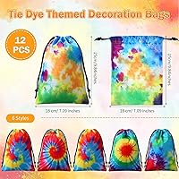 Vista 2 de 24 bolsas de regalo de fiesta de teñido anudado con cordón, bolsa de regalo de cumpleaños, bolsa de golosinas coloridas, bolsas de poliéster