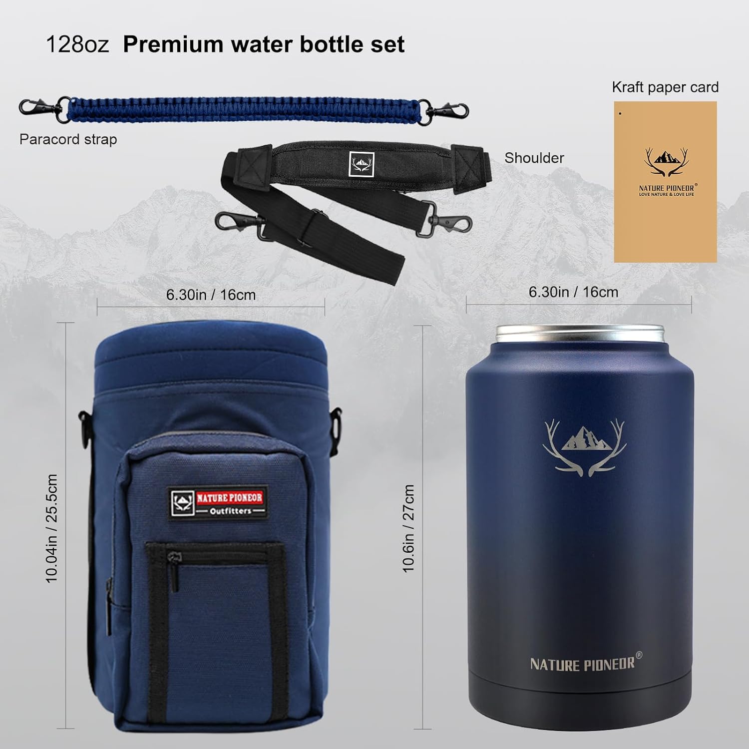 NATURE PIONEOR 1 Gallon Insulated Water Bottle - Double Vacuum Stainless Steel 128 oz Water Bottle with Holder/Carrier, Wide Mouth 1 gallon Water Jug for Outdoor Sports, Hiking, Camping, Gym - Image 6