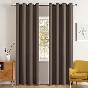 MIULEE Blackout Room Darkening Curtains Thermal Insulated Drapes Solid Window Treatment Set Grommet Top Light Blocking Curtain for Living Room/Bedroom 2 Panels 52 x 84 inch Length Chocolate Brown
