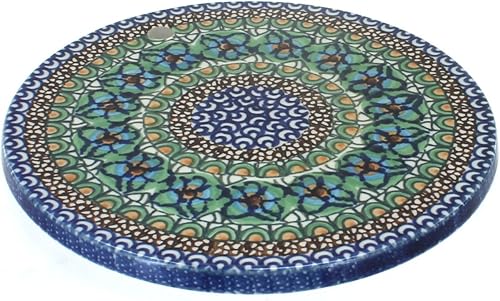 Salvamanteles Mardi Gras de cerámica polaca rosa azul