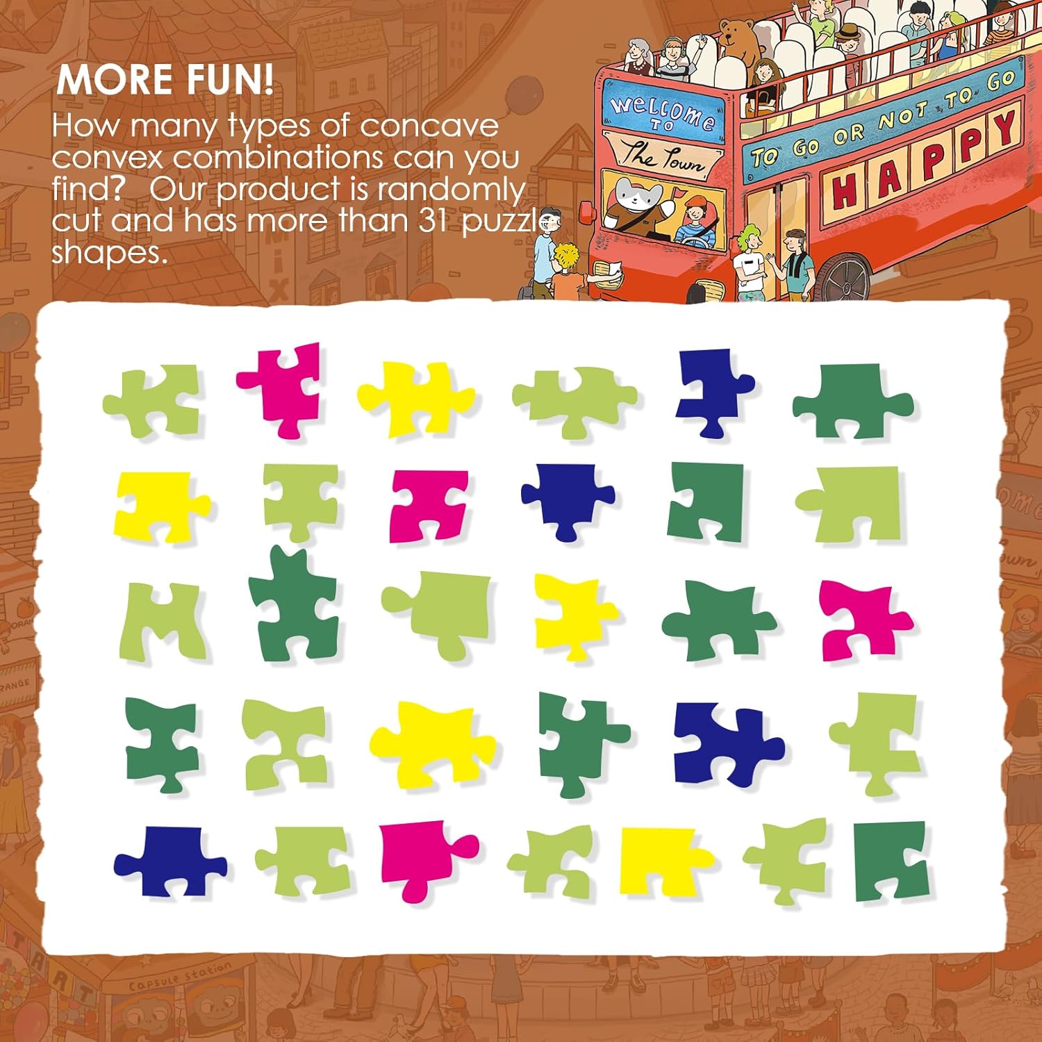 MOMIBOOK Puzzles for Adults 1000 Pieces Jigsaw Puzzles of Weekends in a Small Town, Painting Image Difficult Challenging Hard Impossible Puzzle Unique Funny Party Christmas Birthday Gifts