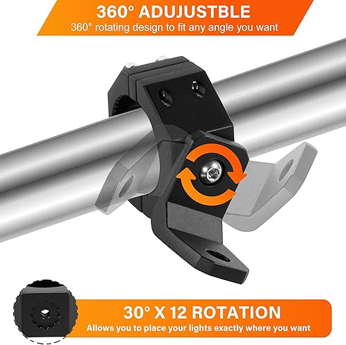 Miniatura 24 de Soporte de barra de luz para motocicleta, soporte de montaje de bicicleta de motocicleta de 1.2 pulgadas, abrazadera de soporte de barra de toro