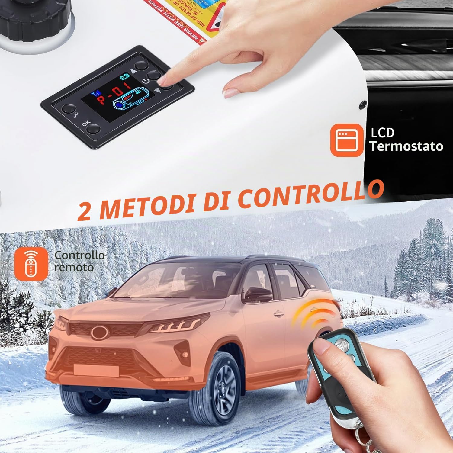 Riscaldatore diesel 8.3KW, riscaldatore d'aria diesel portatile nero 12V/24V/220V, riscaldatore diesel all-in-one con telecomando e pannello LCD per auto, camion, camper e uso interno