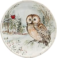 Vista 5 de Juego de 4 platos de cerámica para postre de invierno: sirve pasteles, pasteles o dulces en estos encantadores platos de postre del bosque que