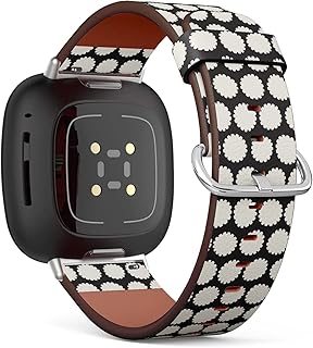 CJBROES Replacement Leather Watch Band, Compatible with Fitbit Versa 3 and Fitbit Sense of Wristband Bracelet Accessory - Pattern Design