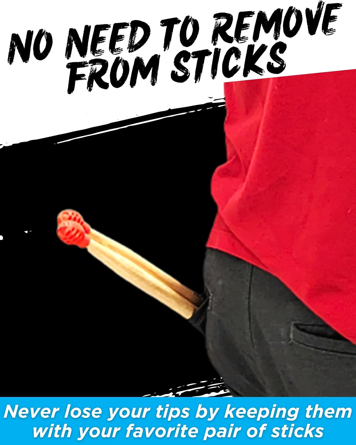Drumstick Dampeners for Silencing Drumming Practice - Replace Your Drum Practice Pad - Silicone Drumstick Tips Mute Clacking Sound from Sticks on Solid Surfaces - 4 Pack