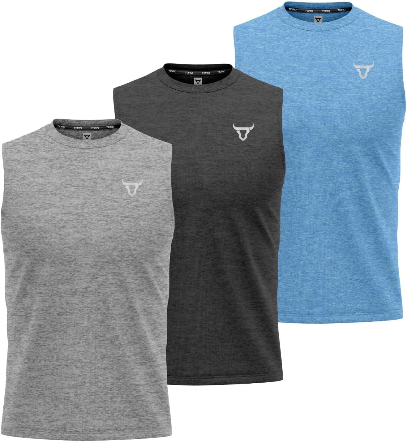 Mens Sleeveless Tank Top 3 Pack Running Muscle Dry Fit Workout Tops Shirts Training Bodybuilding Vests