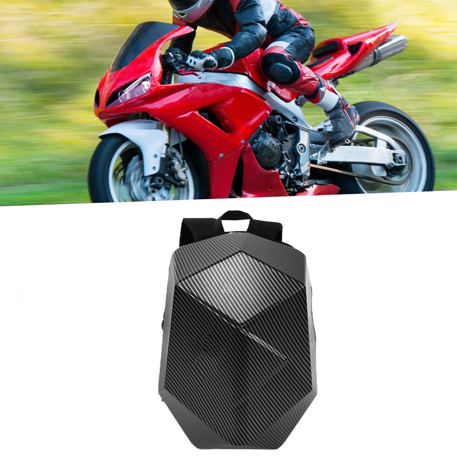 Zaino da Moto in Stile Fibra di Carbonio con Borsa per Sedile Posteriore Espandibile in ABS Impermeabile per Ciclismo All'aperto, Campeggio, ecc.