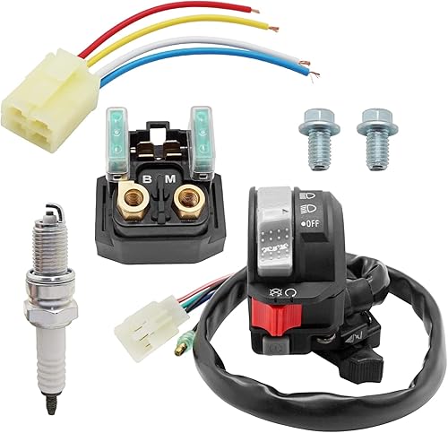 Compatible con Yamaha Big Bear 400 Kodiak 400 Grizzly 400 2000-2001 Interruptor de parada de arranque y relé de solenoide de arranque y enchufe y