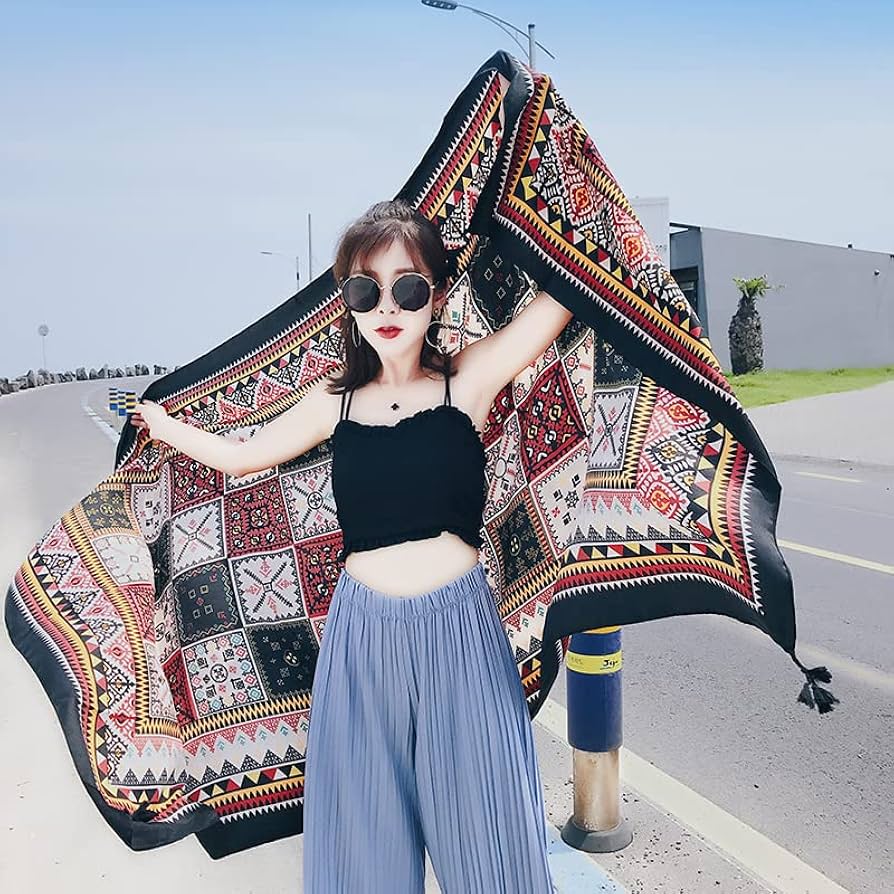 Amazon.co.jp: 日焼け止めショールシルクスカーフ女性100スカーフ夏