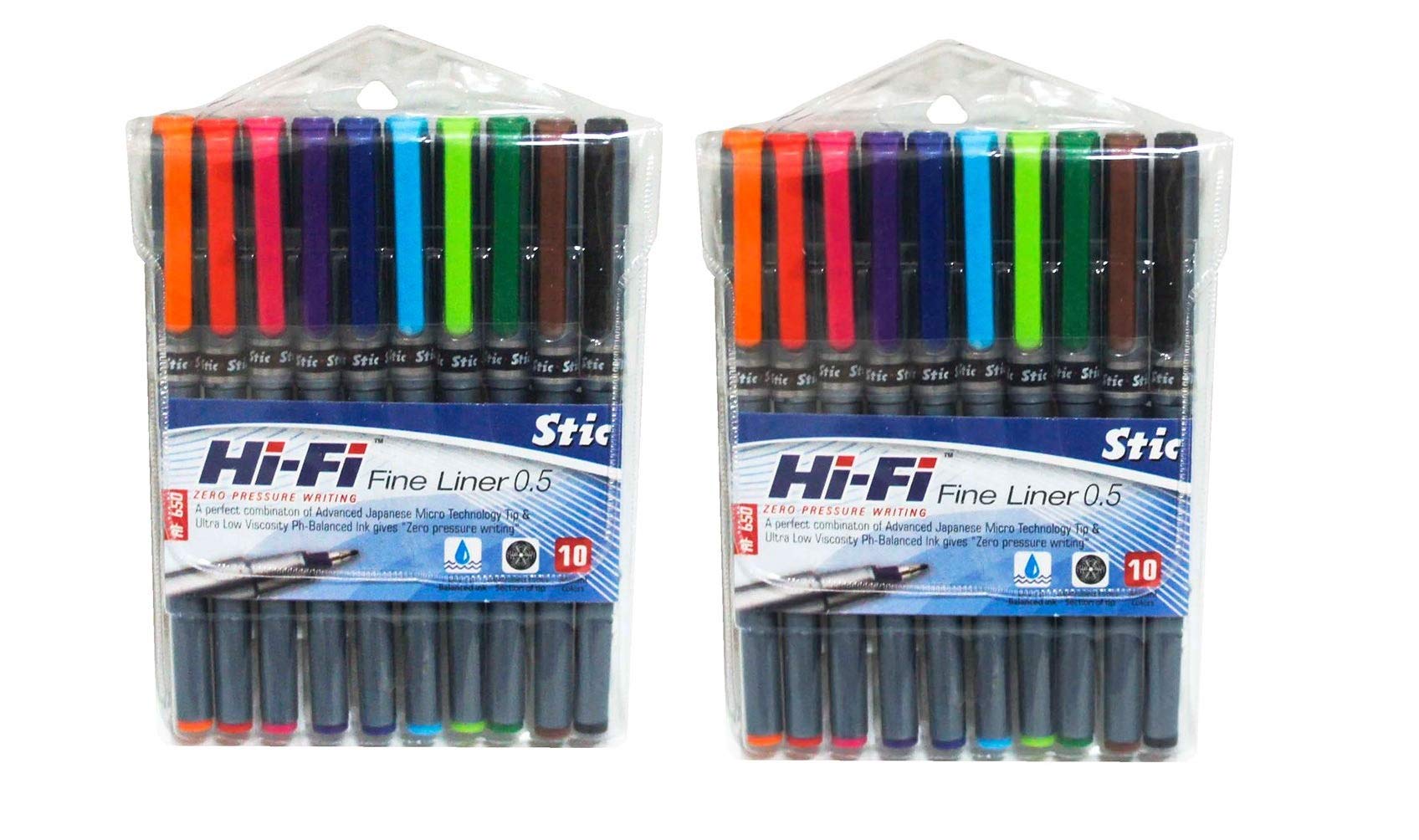 Fine Writer Micro Ball Pen (Assorted, Multicolour) - Pack of 20 Pens